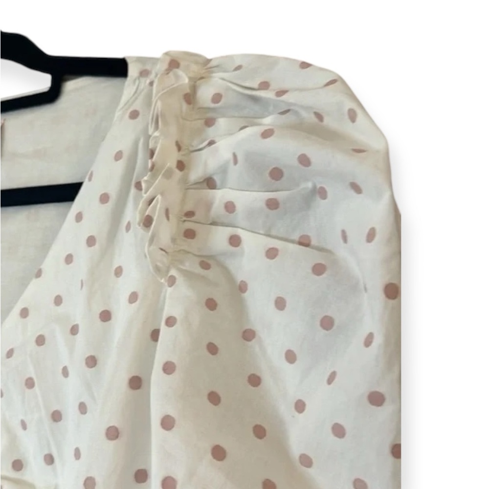 Kate Spade BNWT Dot Cotton mini dress NO BELT short sleeve White Pink Polka - Picture 7 of 15